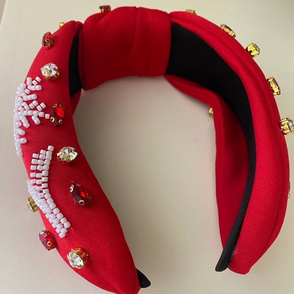 NEW "JOY" Holiday Embellished Jewel Headband With Top Knot - Picture 7 of 7
